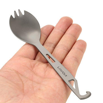 Titanium Spoon Camping Tableware Bottle Opener Picnic Dinner Titanium Spork Fork for Travel Backpacking